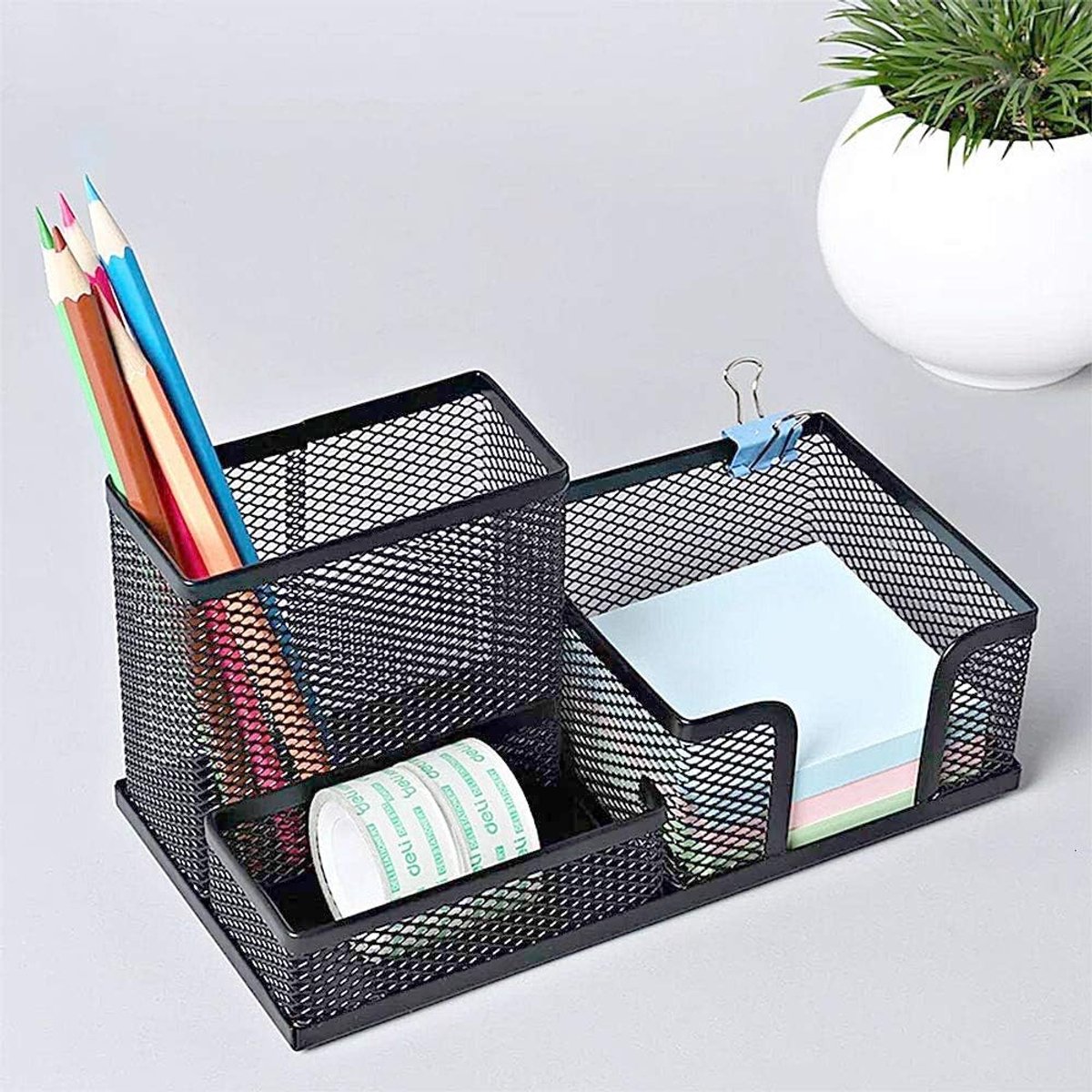 Bureau Organizer - Opbergvak Bureau - Kantoor Thuis - 3 Vakken Ontwerp - 20x10x10cm - Zwart