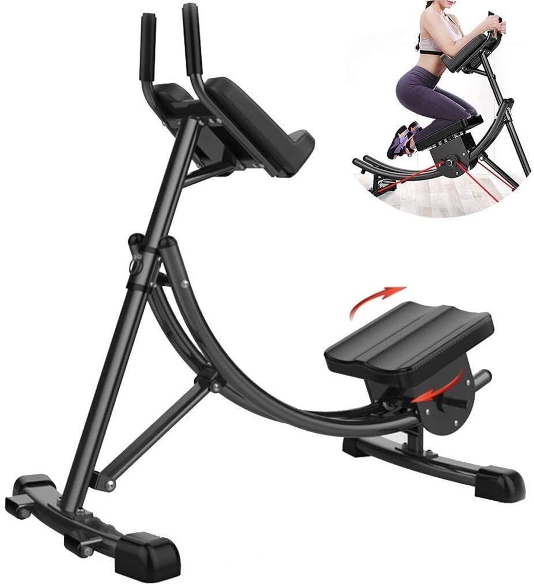 Buiktrainer Achtbaan - Core Trainer - Thuis Gymnastiek - Gebogen Rugleuning - 142x70x133 cm - Zwart