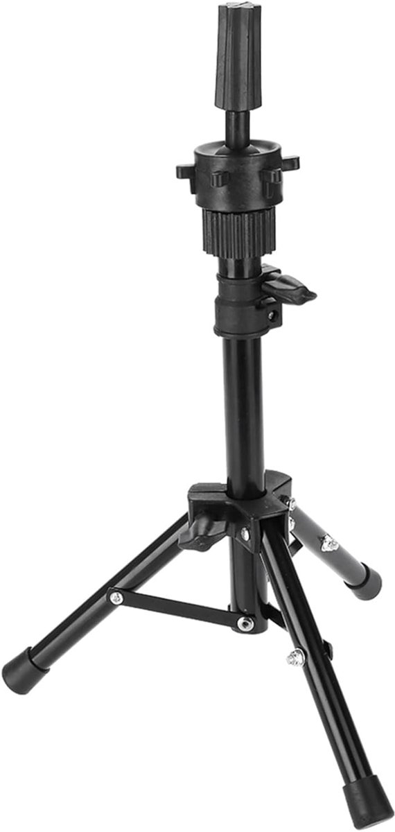 Haar Oefenhoofd - Mannequin Hoofd - Kappers Opleiding - Stabiele Klem - 26 cm Hoogte - Zwart