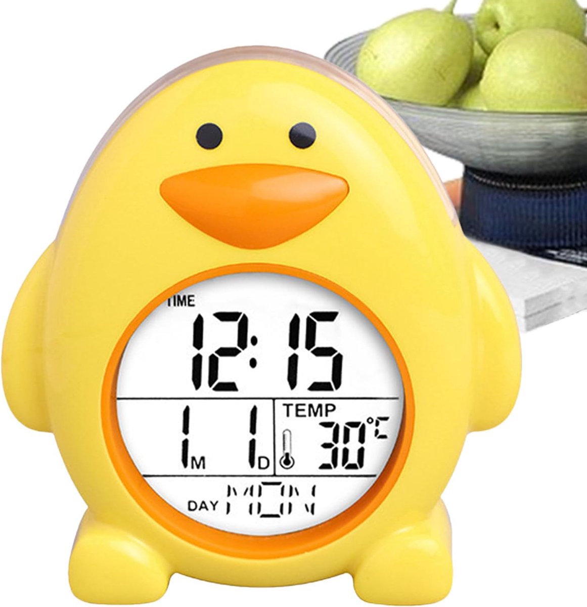 Kinderwekker Pinguïn - Digitale Klok - Tijd Bijhouden - Temperatuur Weergave - 9cm Breed - Rood