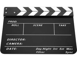 Film Klapper - Regisseur Bord - Film Opnames - Helder Geluid - 30x25cm - Wit Gestreept