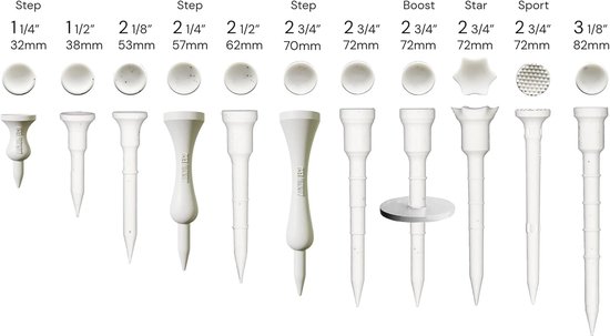 Golf Tees - Golf Accessoires - Langere Drives - Biologisch Afbreekbaar - 72MM - Wit — afbeelding 5