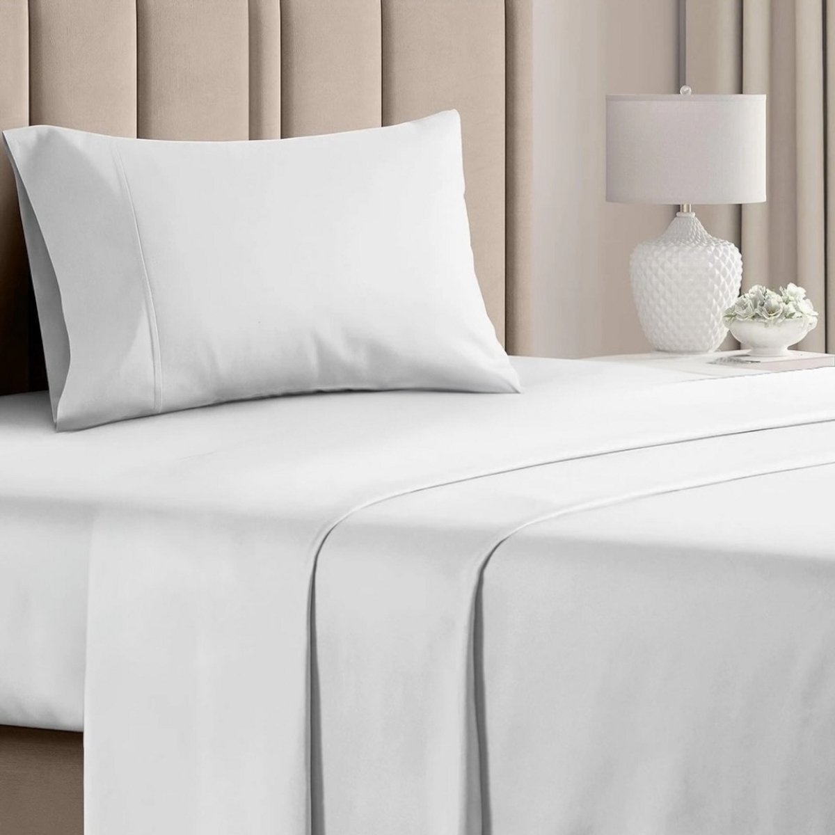 Bedsupplies Katoenen Laken 100% Katoen – Lits - Jumeaux 250x260 cm Ademend, Zacht & Comfortabel - Wit