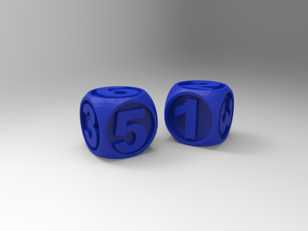 Dobbelsteen Numeriek - 20x20x20mm (set van 2) - Blauw (mat)