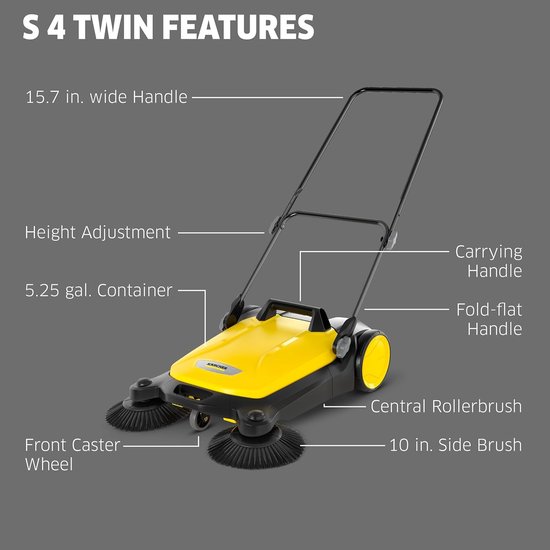 Loopveger Buiten - Veegmachine Terras - Grote Oppervlakken Reinigen - 5x Sneller Dan Bezem - 68 cm Veegbreedte - Geel — afbeelding 4