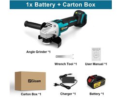 Zolara Accu Haakse slijper - 18V - Inclusief 1 batterij - Borstelloze Motor - 125 mm Slijptol - 10.000 rpm - Variabele Snelheid - Slijpschijf