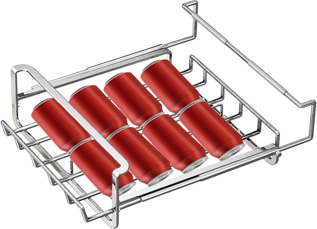 Drankblikjes Dispenser - Koelkast Organizer - Dranken Opslaan - Roestvrij Staal - 6D x 315B x 6H cm