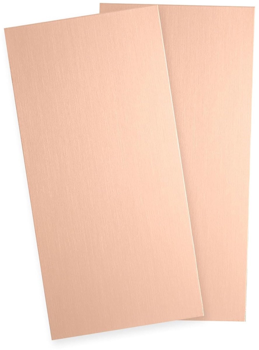 Koperen Platen - Metaal Plaat - Knutselen Modelbouw - Zuiver C1100/T2 Koper - 100x50mm 1mm Dik - Roségoud