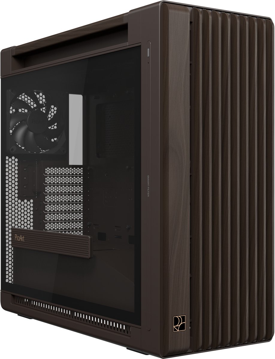 ASUS ProArt PA602 Wood Edition Retro Brown - Tempered Glass Panel Midi Tower Bruin