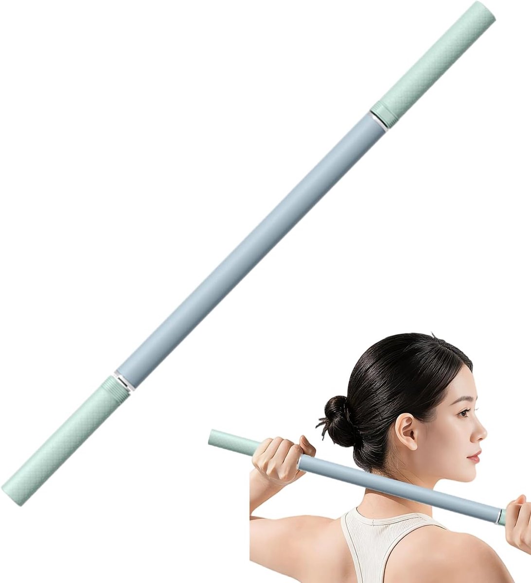 Houdingscorrector Stok - Yogastok Rugtrainer - Spierontspanning Thuis - Flexibel Siliconen Materiaal - 45cm Lengte - Zilver