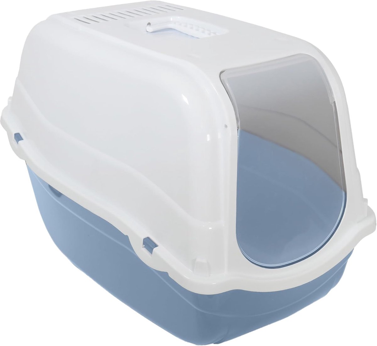 Kattentoilet met capuchon - Kattenbak overdekt - Privacy en geurcontrole - Geurfilter en hoge rand - Large 55x39x41cm - Lichtblauw