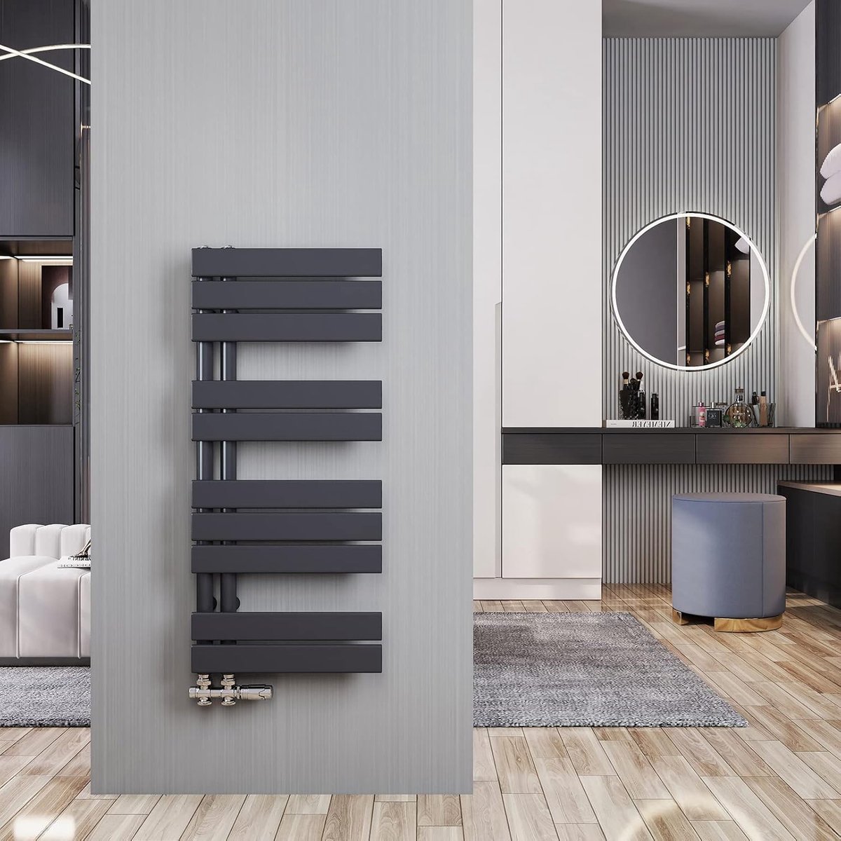 Badkamer Radiator - Handdoekwarmer Paneel - Badkamer Verwarming - Plat Design - 89x40cm - Antraciet