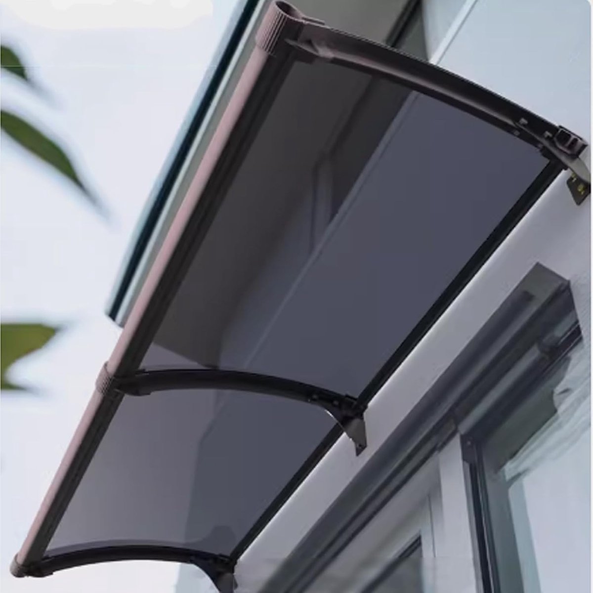 Gebogen Deur Luifel - Regenbescherming Buiten - Voorkomt Nat Worden - Polycarbonaat Paneel - 45x50cm - Transparant Grijs