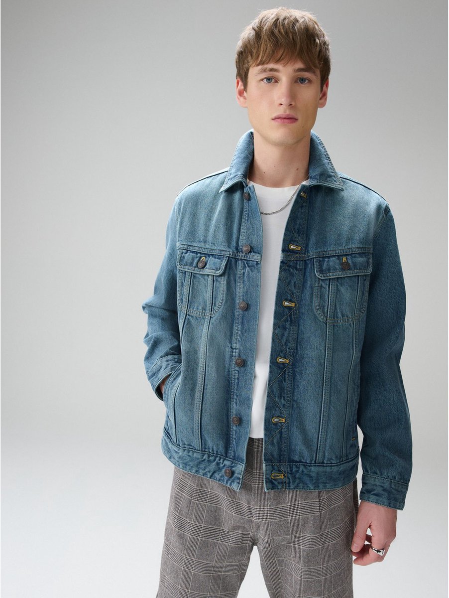 Next - Heren - Denim jack met knopen - Blauw