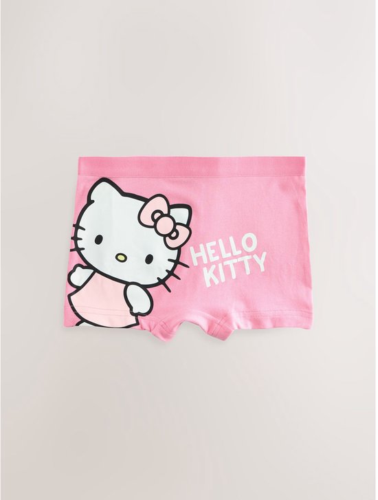 Roze onderbroek met een grote afbeelding van Hello Kitty en de tekst 'HELLO KITTY'.