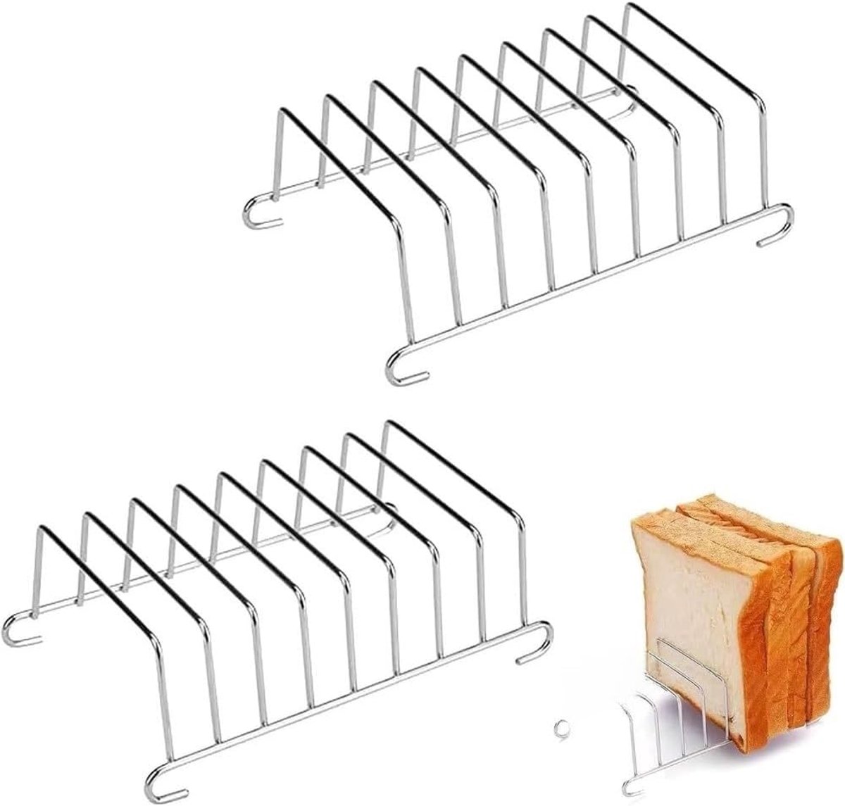 Toast Rek - Roestvrij Staal - Ruimtebesparend Werken - Verticaal Ontwerp - 16 x 9 x 6 cm - Zilver