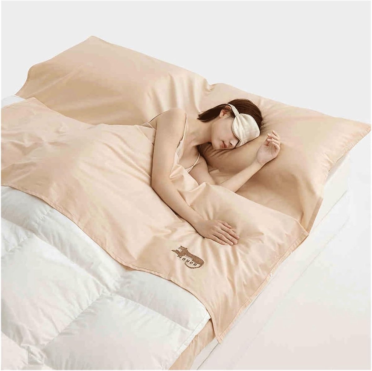 Slaapzakvoering Katoen - Reislaken - Reizen Kamperen - Met Rits - 130x210cm - Khaki