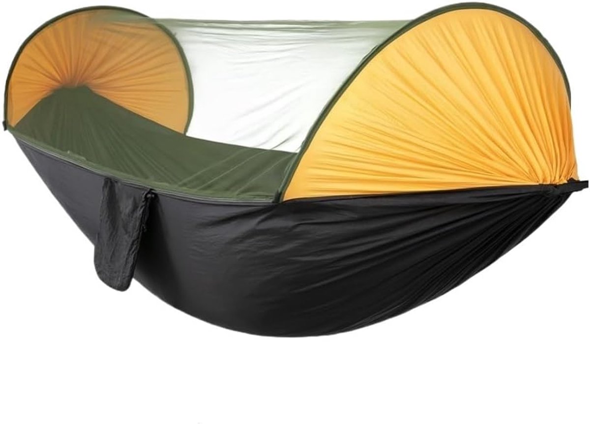 Hangmat met Klamboe - Kampeerhangmat Schommel - Outdoor Ontspanning - Automatische Snelopening - Lichtgewicht Ontwerp - Oranje