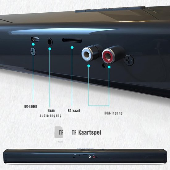 SVN® Soundbars - Soundbar met DSP-Technologie - Speaker met Bluetooth - Zwart - ‎59cmx 9cmx 9cm; 600 g van Merkloos — afbeelding 4