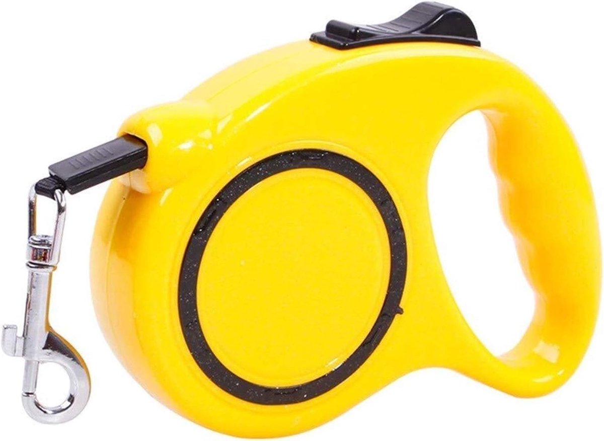 Oprolbare Hondenriem - Uitschuifbare Treklijn - Veilig Wandelen - Comfortabele Grip - 5 Meter Lengte - Geel