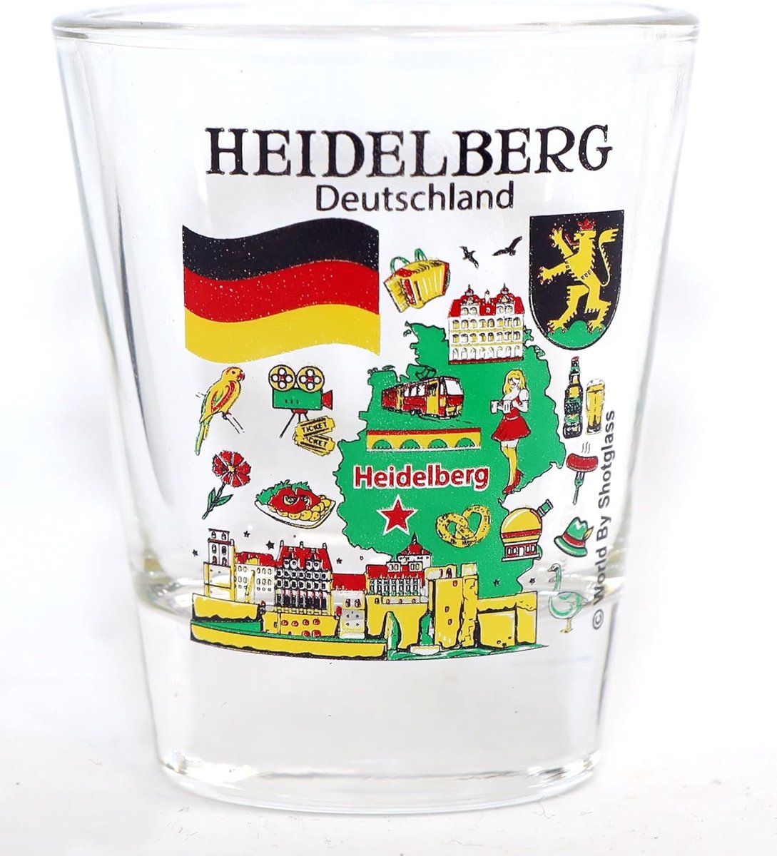 Shotglas Souvenir - Duits Glas - Herinnering Drank - Zeldzaam Design - 5x6 cm - Gekleurd
