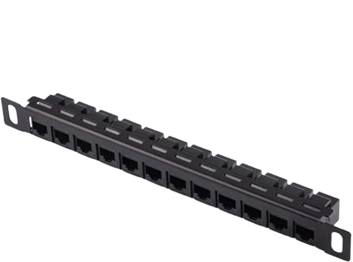 Patchpaneel 12 Poort - Netwerkpaneel Hub - Bedrading Organiseren - Niet-afgeschermd - 25.5 cm Lengte - Zwart