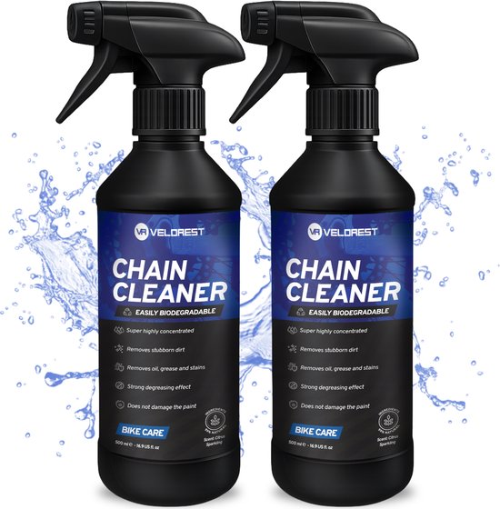 Velorest Ketting Reiniger 2 X 500ml - Fietsketting Reiniger Set - Kettingreiniger Fiets - Chain Cleaner - Kettingreiniger Vloeistof - Ketting Ontvetter - Biologisch Afbreekbaar