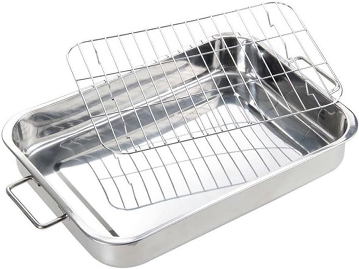Roestvrij staal braadslede - Oven pan bakplaat - Bakken en braden - Met grillrek