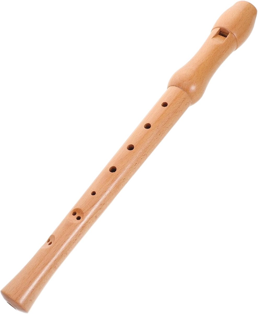 Houten Blokfluit - Houtblaasinstrument - Muziek Leren - Acht-gats Ontwerp - 32cm Lengte - Khaki