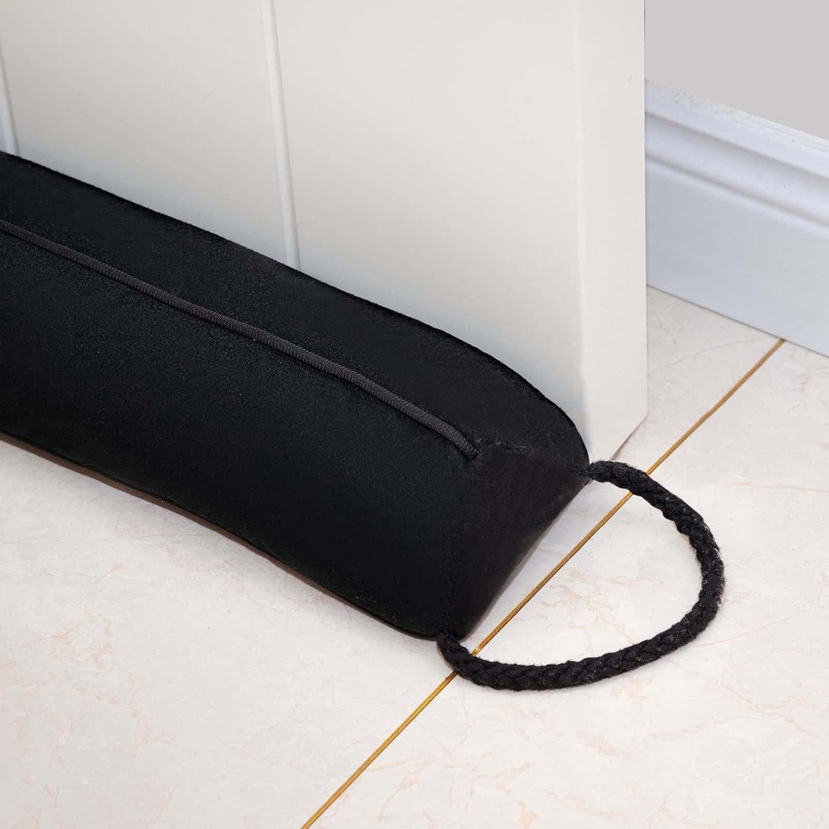 Tochtstopper Deur - Geluidsblokker Raam - Energie Besparen - Verwijderbaar Wasbaar - 96 cm Lengte - Zwart