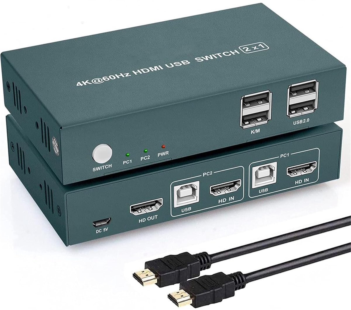 KVM Switch - 4 Poorts Switch - Meerdere PC's Besturen - 4K Beeldkwaliteit - Compact Ontwerp