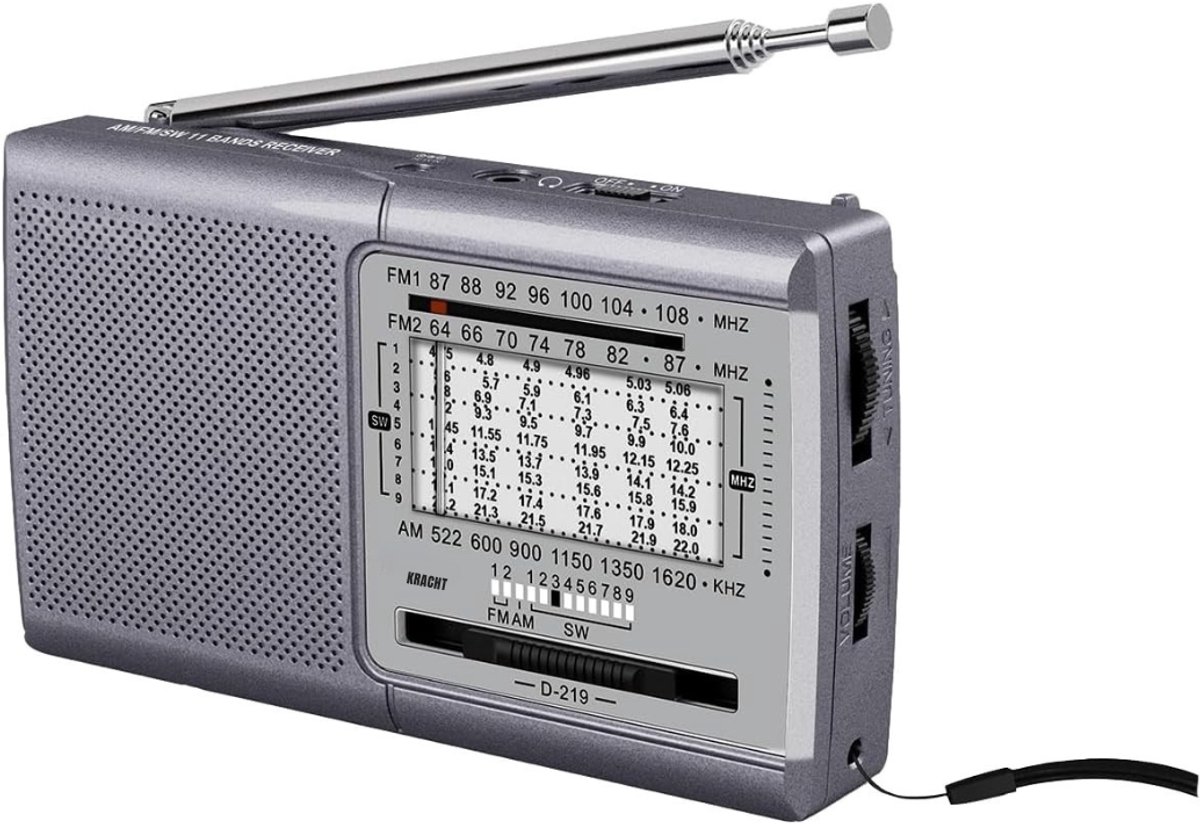 DEXO® Transistor Radio Op Batterijen - Transistor Radio - Transistor Radio met Netvoeding - Grijs - 13cm x 8cm x 8cm