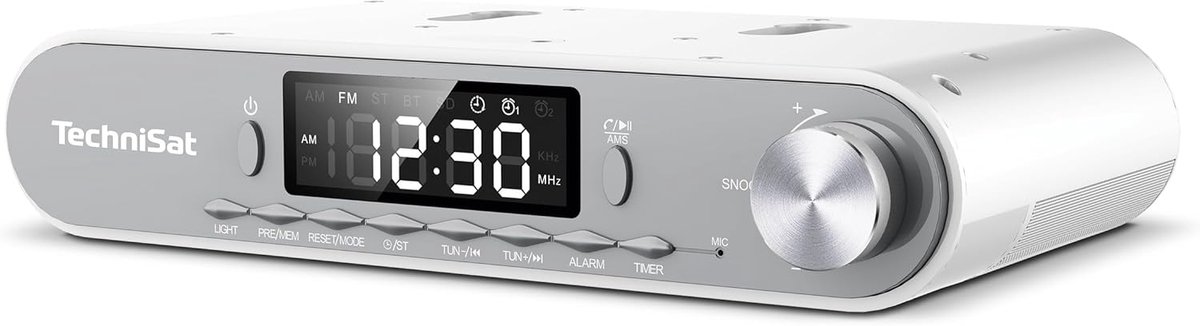 Keukenradio Onderbouw - Keuken FM Radio - Muziek en Kookwekker - Bluetooth en Handsfree - 21cm Breed - Zilver