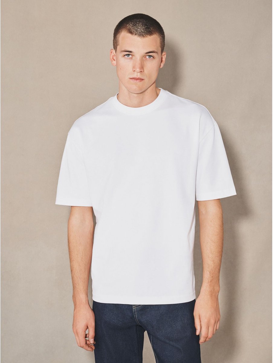 Next - Heren - EDIT recht T-shirt met structuur - Wit