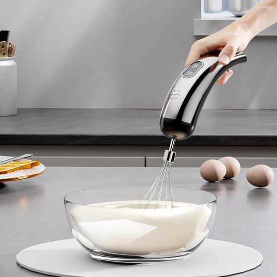Elektrische Handmixer - Keukenmixer Garde - Bakken En Koken - 5 Snelheden Instelbaar - 18x6x6cm - Zwart Zilver — afbeelding 3