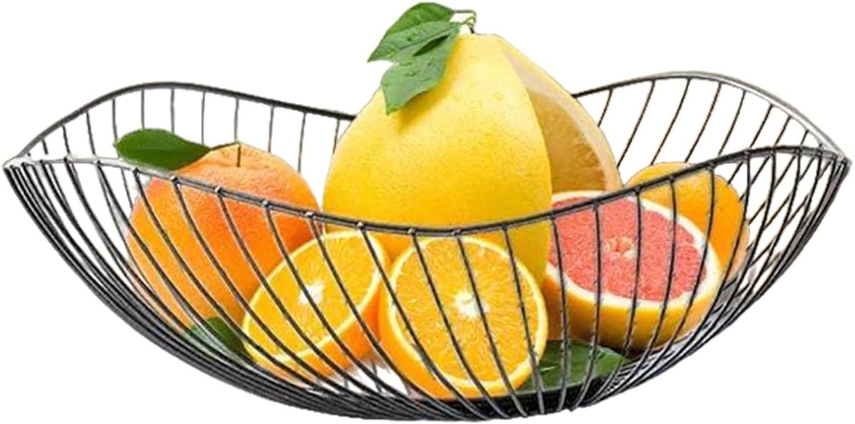 Fruitschaal Modern - Draadmand Keuken - Fruit Bewaren - Onregelmatig Design - 25cm Breed - Zwart