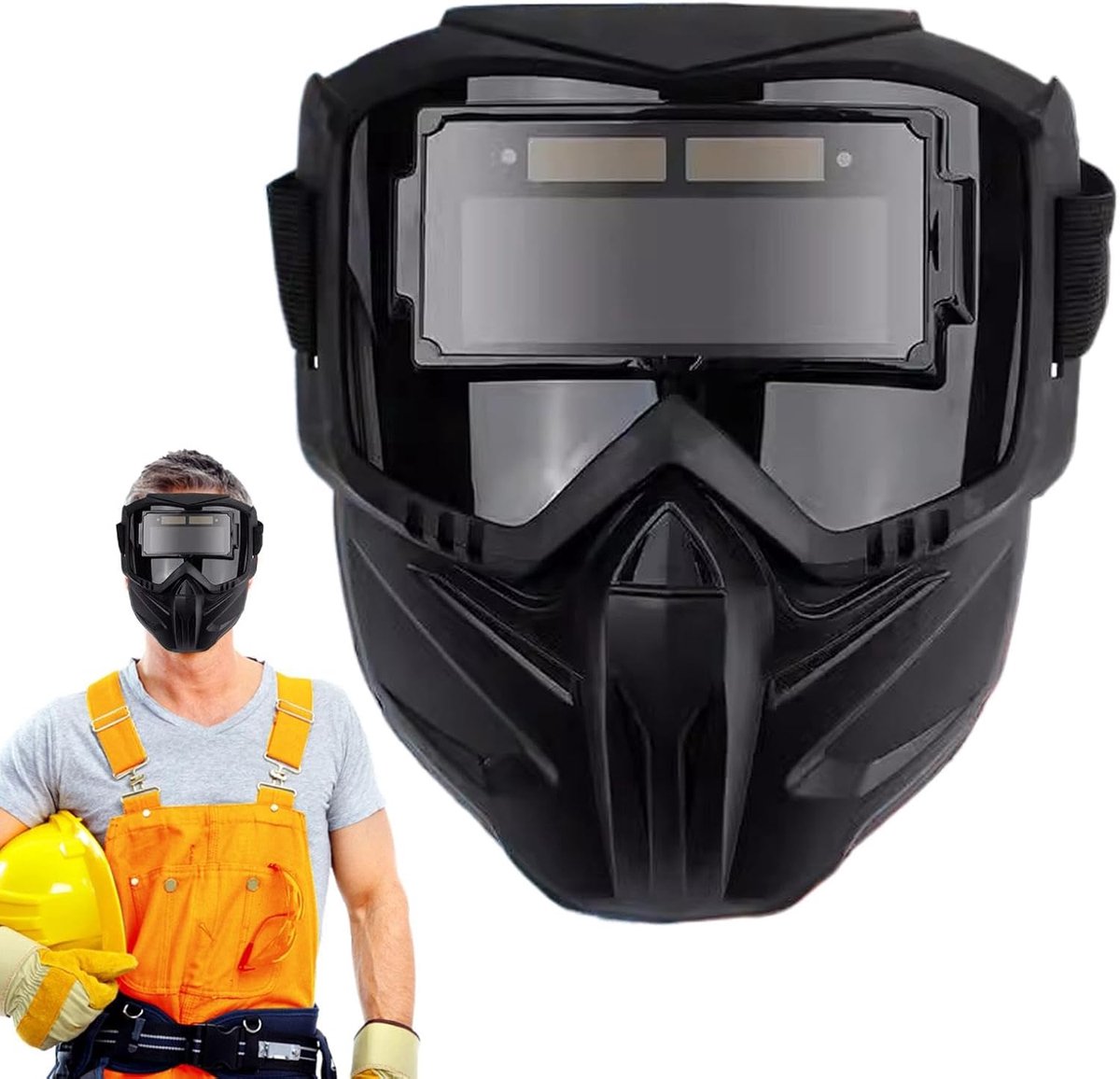 Las- en snijmasker - Volledige gelaatsbescherming - Veilig lassen - Afneembare kap - 21 x 15 cm - Meerkleurig