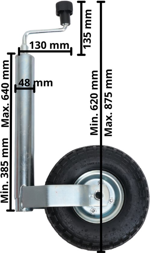 Roue avant avec bandage pneumatique 48 mm - jante acier