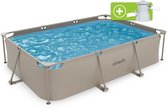 VirtuFit Rechthoekig Zwembad 300 x 210 x 66 cm - Incl. Filterpomp - Opzetzwembad - Duurzaam & Veilig Stalen Frame - Beige