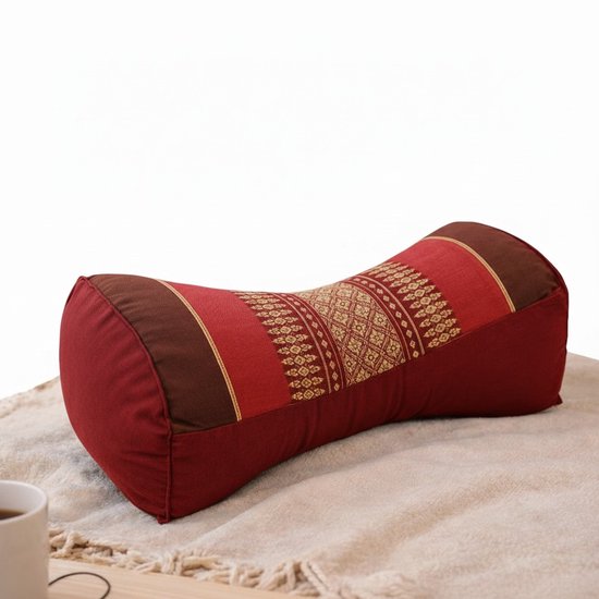 kussen Thai - kussen cervical - Oreiller de soutien - Rouge Bourgogne - 33x12 cm