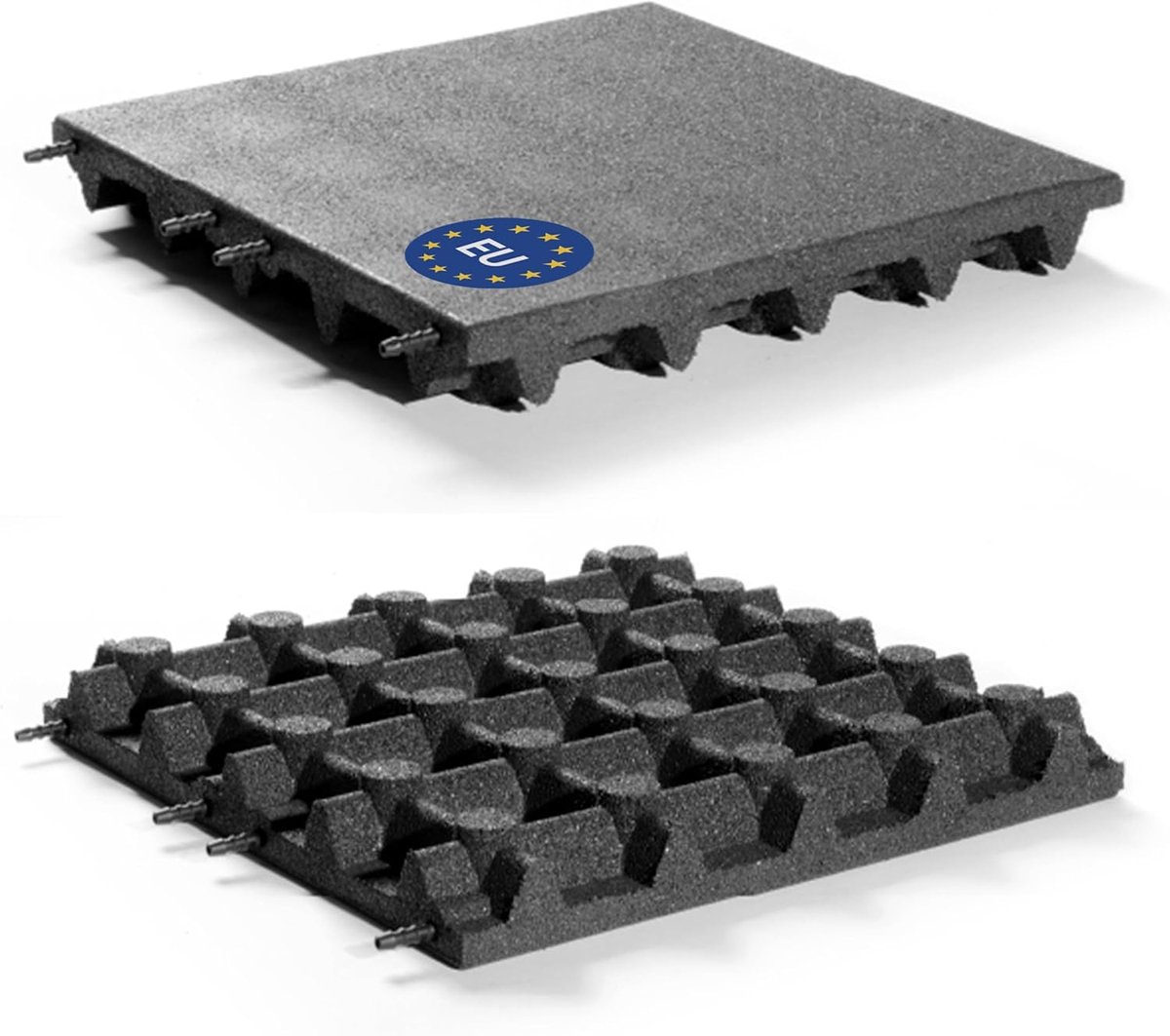 Valbeschermingsmatten - Veiligheidsmatten Rubber - Valhoogte Dempen - Europese Productie - 50x50cm 75mm - Zwart