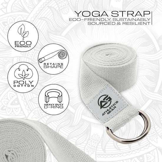 Yoga Riem - Stretch Band - Flexibiliteit Verbeteren - Duurzaam Katoen - 1.8 Meter - Wit — afbeelding 5