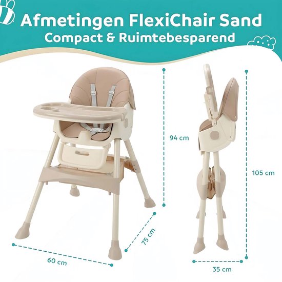 ComfyKidz® Inklapbare 4 in 1 Kinderstoel met Schommelfunctie - Met Voetensteun - Meegroeistoel met Opbergmand - 6 Maanden tot 5 Jaar - Peuterstoel - Baby Eetstoel met Wieltjes - Roze — afbeelding 3