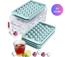 IJsblokjesvorm met opslagbox - IJsblokmaker met schep - Ronde bollen - Cocktail - IJsblokjes - Ronde ijsblokjes - Whisky ijs - Siliconen ijsblokvorm - IJsvormpjes - Cadeau
