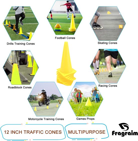 Verkeerskegels Set - Trainingsmarkers Sport - Sport Training Buiten - Duurzaam Polyethyleen Vinyl - 305 cm Hoog - Geel — afbeelding 2