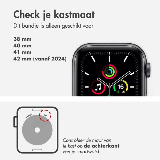 Check je kastmaat: bandje voor 38/40/41/42 mm Apple Watch.