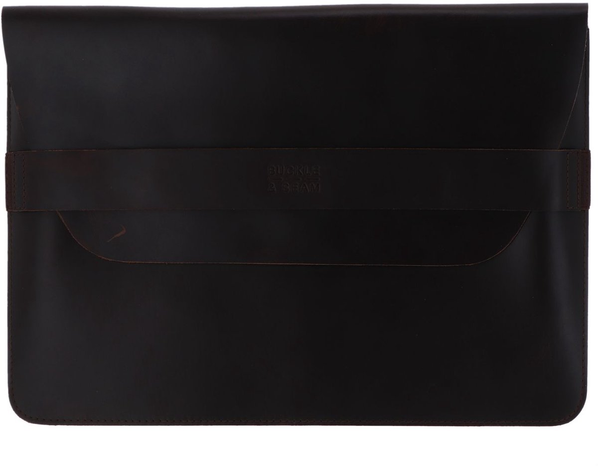 BUCKLE & SEAM Leren laptop hoes met laptopvak Terra Leather Laptop Sleeve Brown donkerbruin