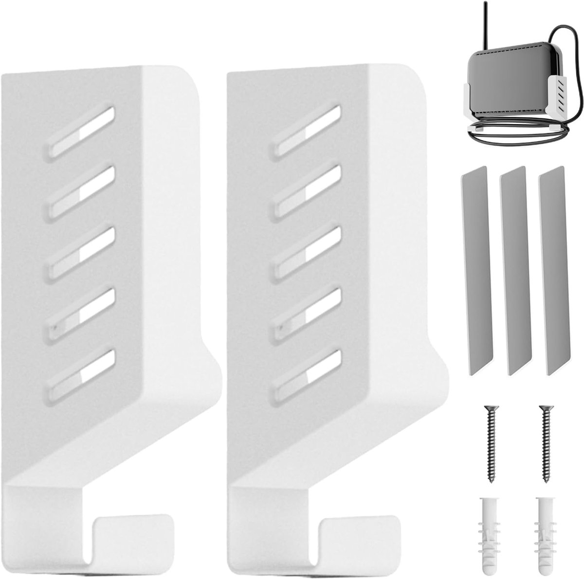 Wandhouder Apparaten - Universele Beugel - Apparatuur Organiseren - Twee Installatiemethoden - Dikte <4 cm - Wit