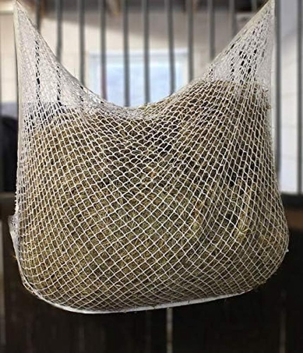 Hooinet Paard - Voernet - Langzaam Voeren - Kleine Maazen - 90x60cm - Wit