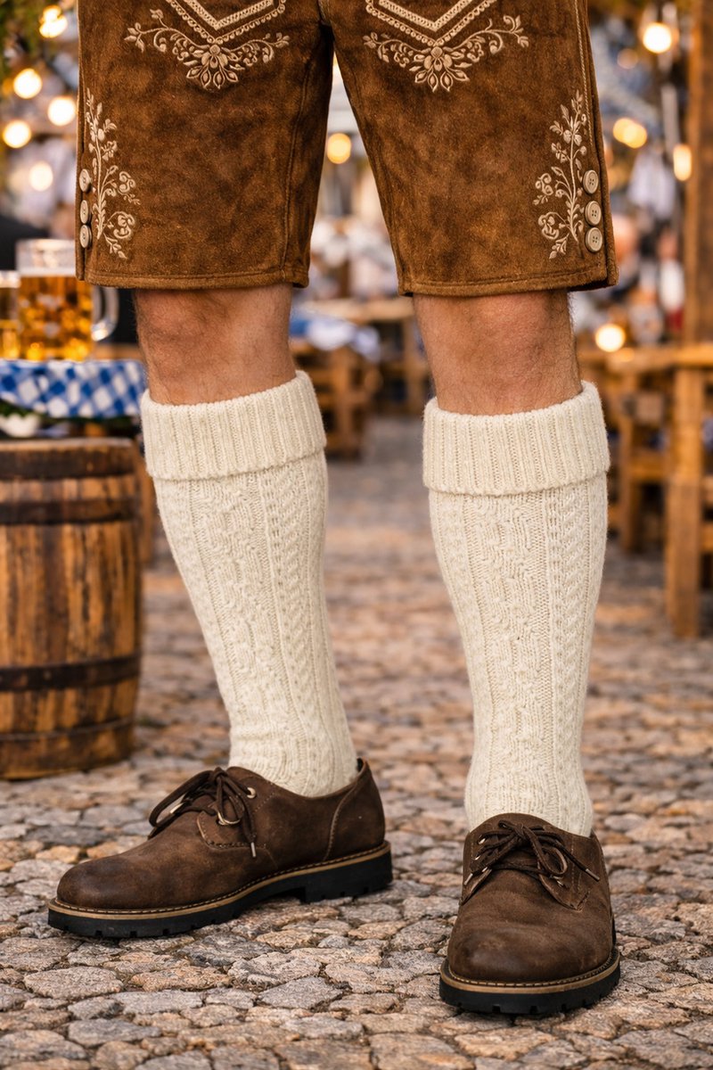 Benelux Wears / Oktoberfest - witte tiroler kousen / sokken voor volwassenen M 45-46